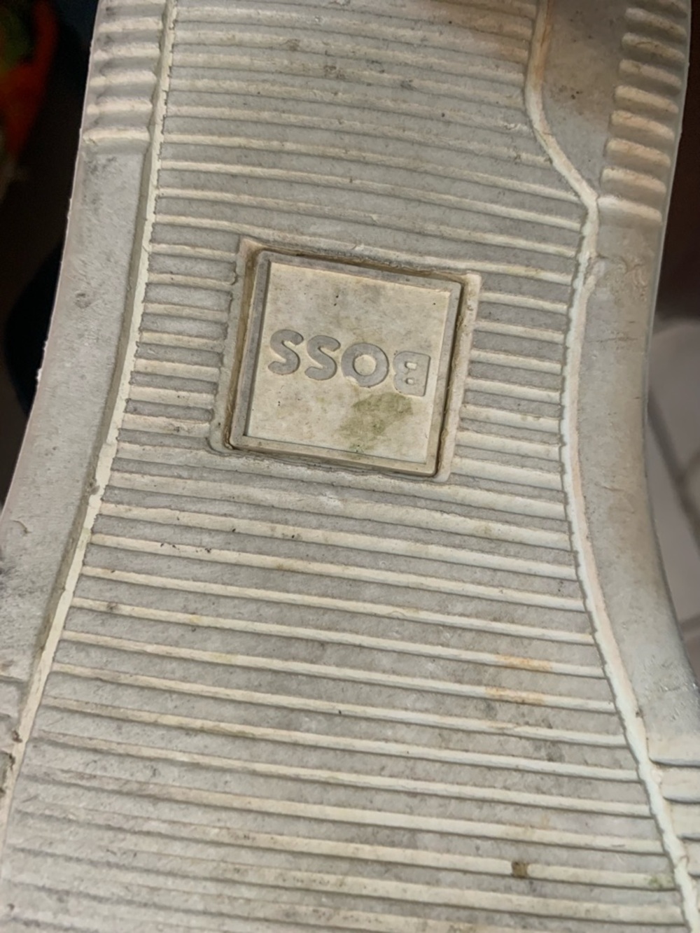 Boss White Ribbed Decorative Tray with Logo Detail